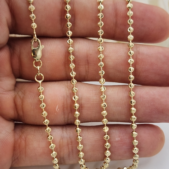 Solid 14k Gold Moon Cut Chain - 22 Inches - Picture 5 of 6